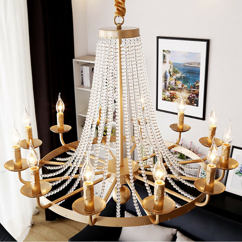 Tang 10 - Light Candle Style Chandelier, Gold