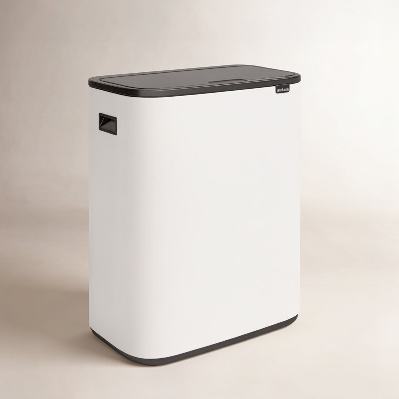 Poubelle de recyclage à deux compartiments à plateau-coussin, 2 x 8 gallons (2 x 30 litres), Blanc