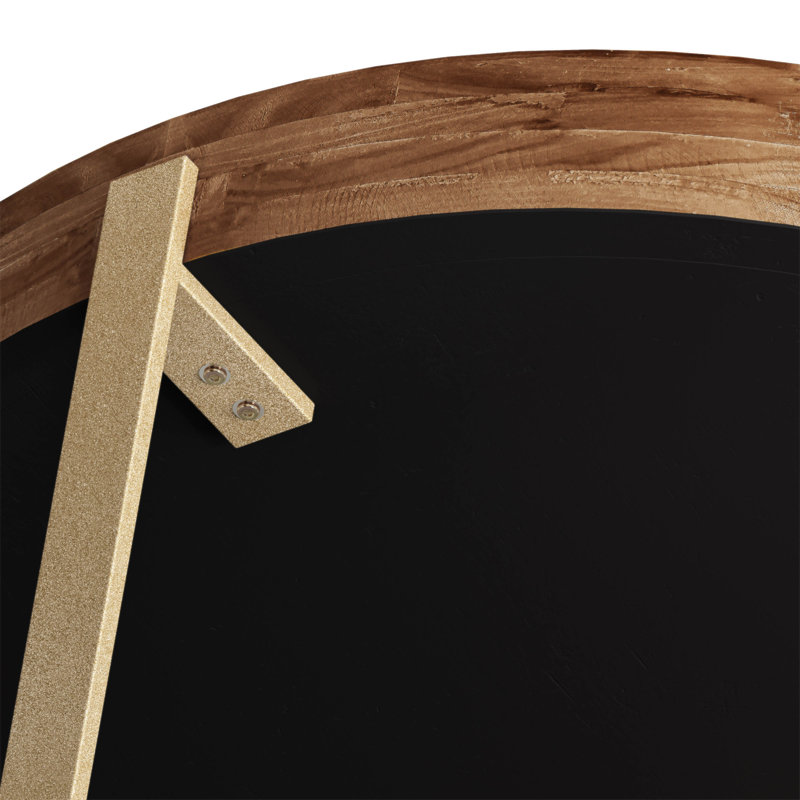 33.86"Modern Retro Splicing Round Coffee Table,Fir Wood Table Top With Gold Cross Legs Base, Cooper