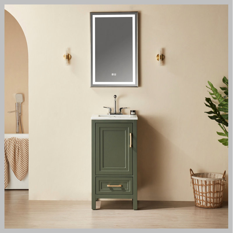 Meuble-lavabo simple autoportant de 18 po avec plateau entièrement assemblé