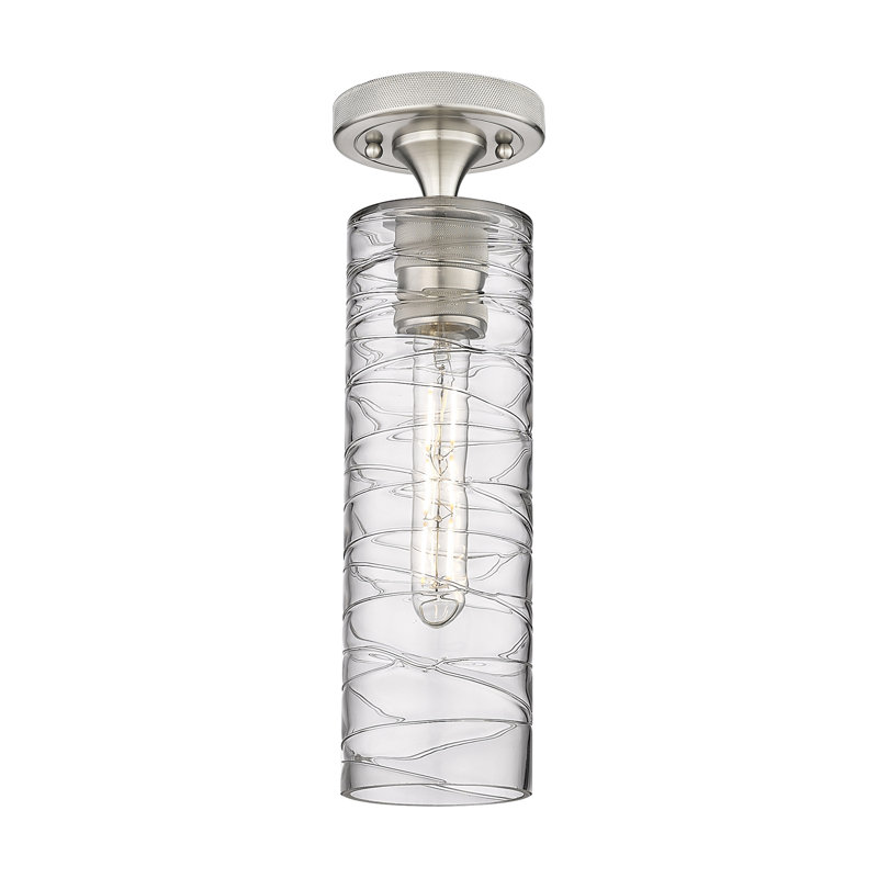 Plafonnier encastré 1 lumière Crown Point, Tourbillon déco, Nickel satiné, H 12 po x l 3,88 po x P 3,88 po