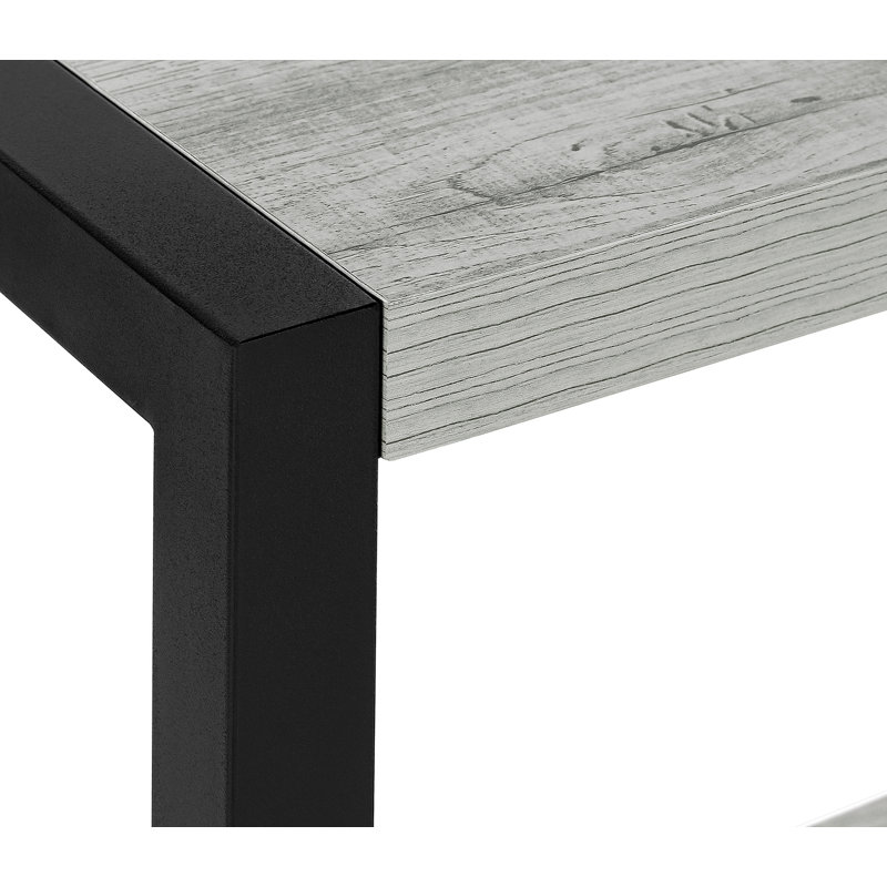 Table d'appoint, côté, bout, étroit, petit, 2 niveaux, stratifié gris, métal noir, contemporain, moderne, Gris