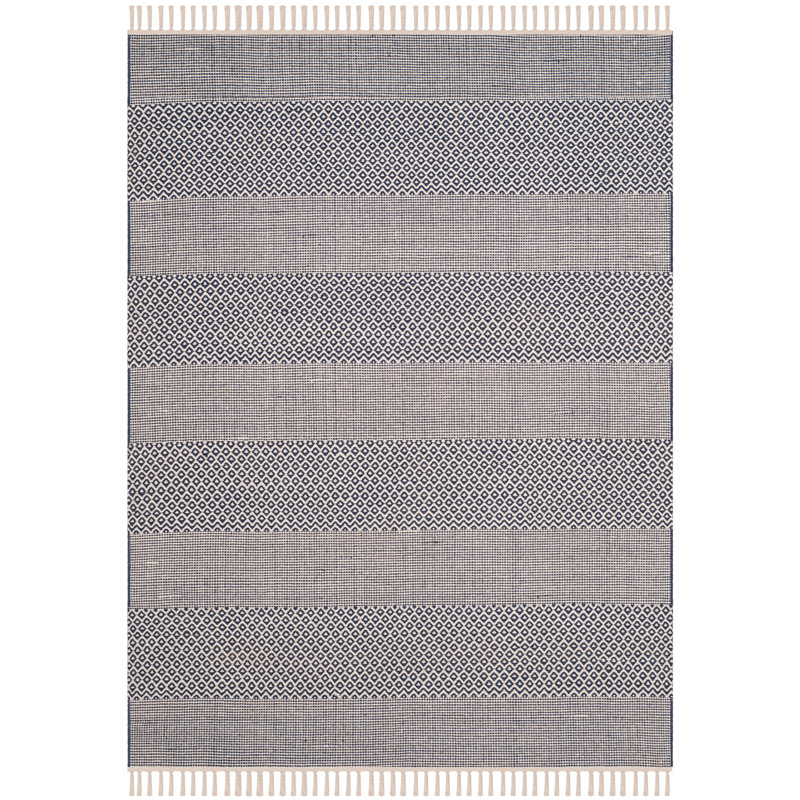 Annia Hand Woven Cotton Striped Rug, Rectangle 10' x 14'