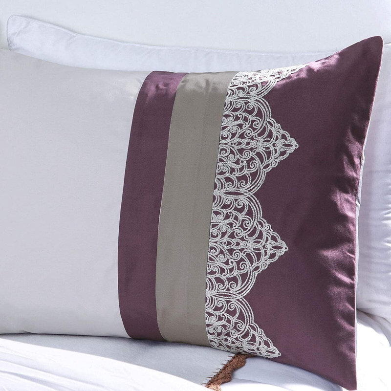 King Purple and Gray Geometric Medallion Comforter Set