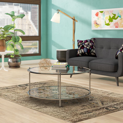 Urbanski Round Glass Coffee Table with Shelf