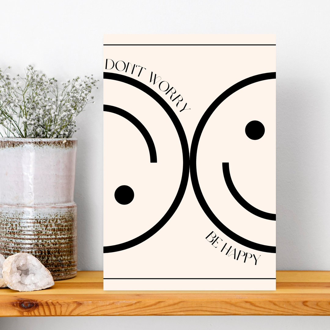 Don't Worry Be Happy Abstract Contemporary Geometric Wall Art Print