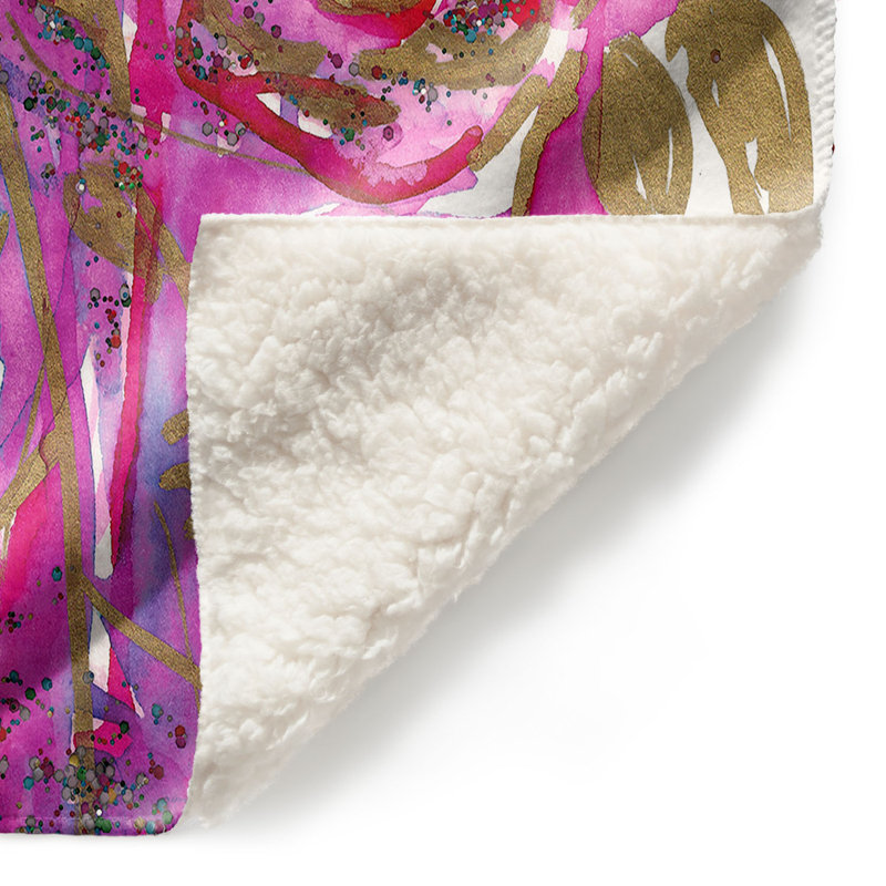 Couverture en sherpas bleu doux à combustion rose rose, l 51 po x L 60 po