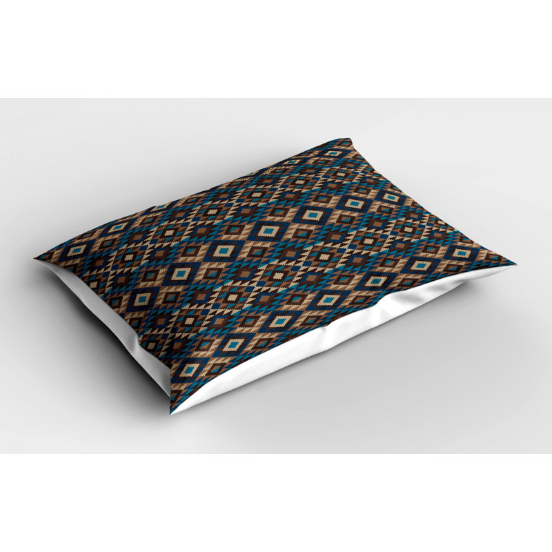 Blue/Brown Polyester Microfiber Piece Sham , Twin