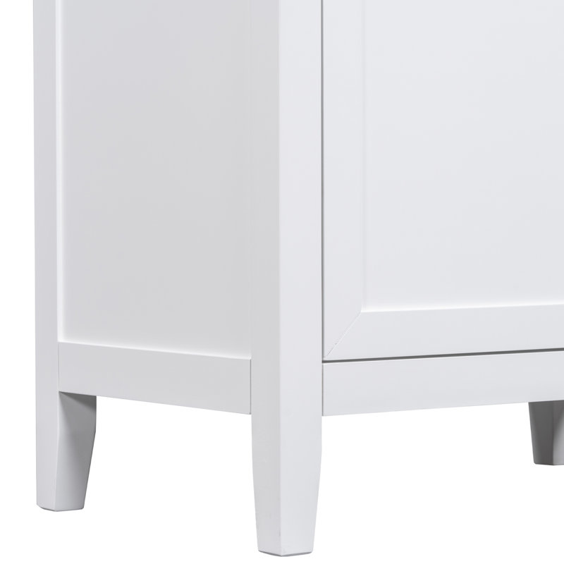 Meuble-lavabo de 30 po - Armoire blanche avec tiroir en bois massif et design autoportant contemporain, Blanc