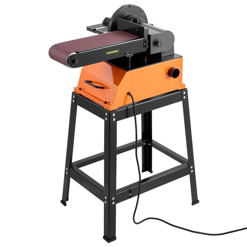Ponceuse à bande professionnelle avec support, disque de 9 po et ponceuse à bande de 6 po x 48 po, ponceuse de 800 W avec table de travail réglable de 0 à 45 ° pour le travail du bois, la finition de meubles et l'affûtage de couteaux