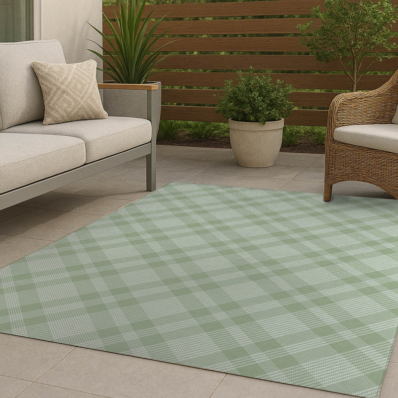 Tapis d'extérieur antidérapant Lily Tartan, Rectangle 4pi x 6 pi