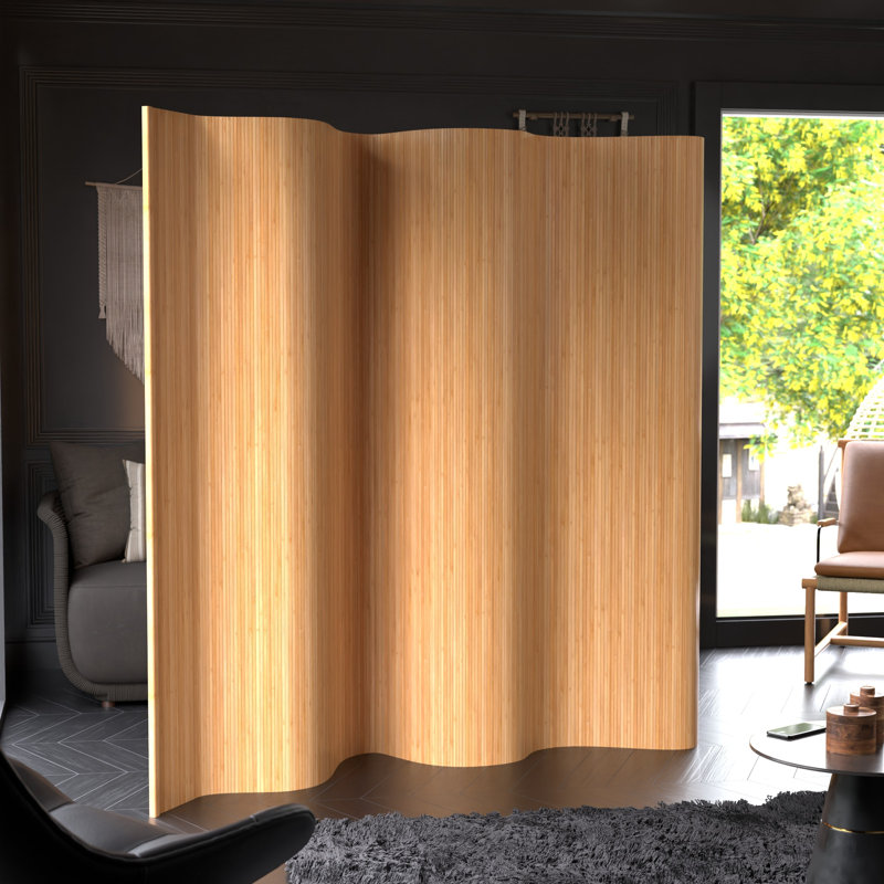 Siena Rolling Bamboo Room Divider, Honey, 6 ft. Tall
