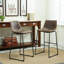 Ensemble de 2 tabourets de bar rétro en cuir PU, brun antique