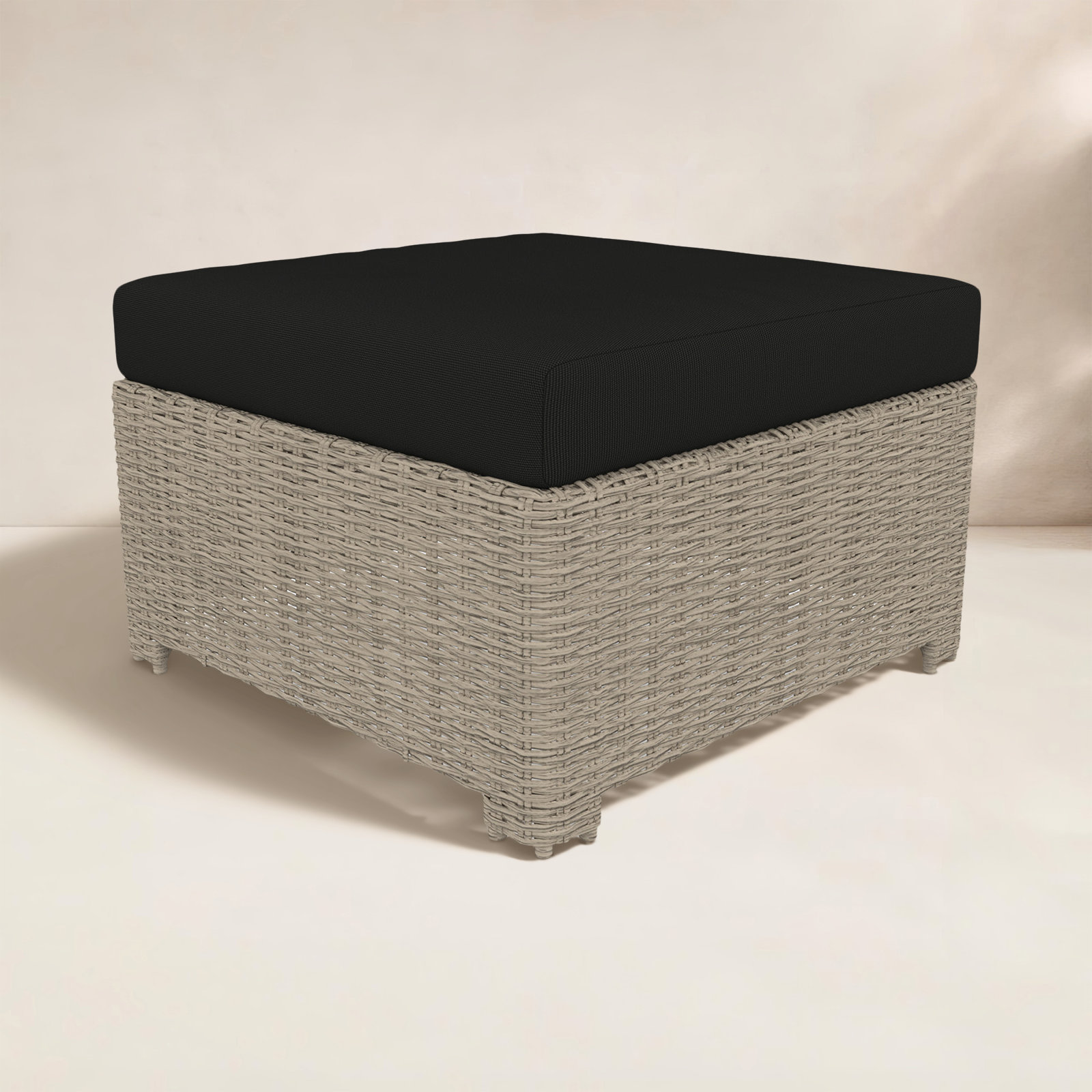 Outdoor Ottoman With Sunbrella Cushions, Canvas Black