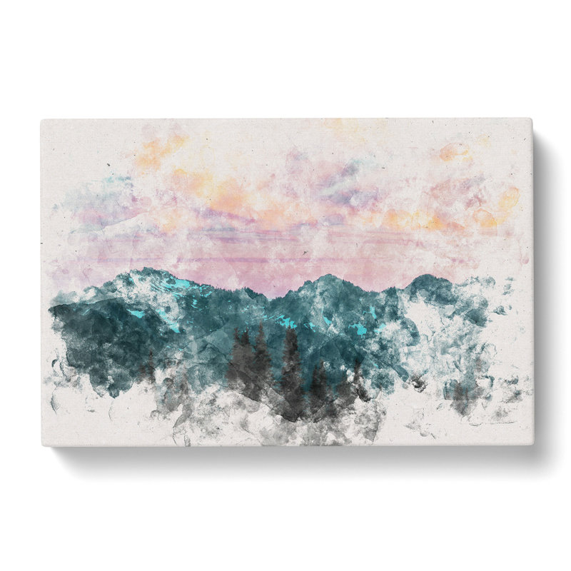 Mountain Divide Watercolour - Wrapped Canvas Print, 60cm H x 91cm W x 3cm D