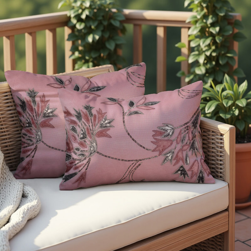 Embroidered Floral Throw Pillow Covers Set – Christmas Home Decor 14x20 for Sofa, Bedroom & Room