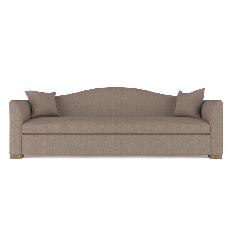 Horatio Camelback Taper Curved-Arm Sofa, Box Weave Linen Pumice, 33" H x 84" W x 40" D, Weathered