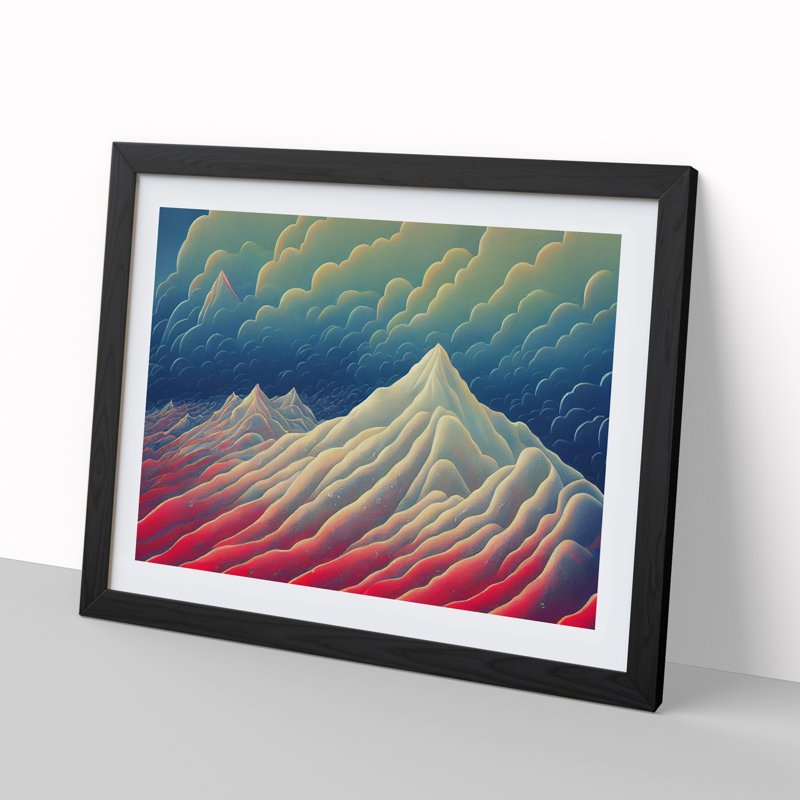 XH1022-7506X Riveting Mountains - Single Picture Frame Painting, Black , 25cm H x 34cm W x 2cm D