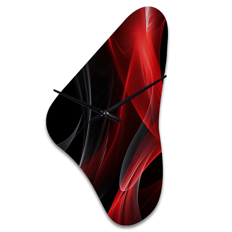 Horloge murale asymétrique en métal Mein Red Black Contemplative V - Waves, Grand