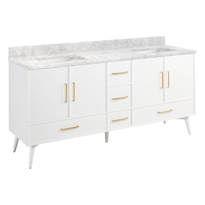 72" Novak Double Bathroom Vanity Set with Rectangular Undermount Sinks