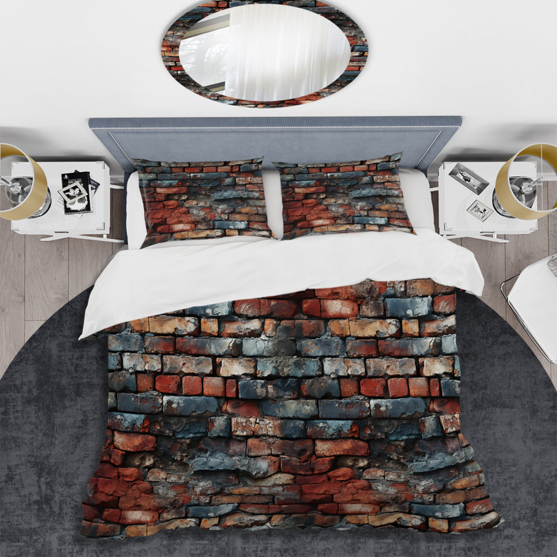 Urban Brick Wall Elegance II Duvet Cover, Queen Duvet Cover + 2 Standard Shams