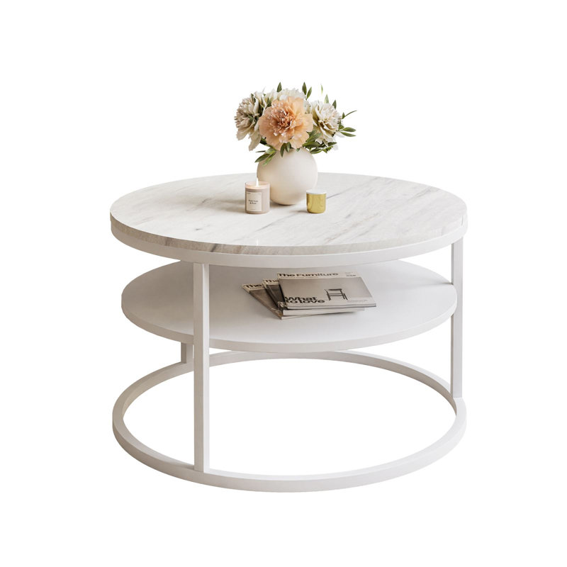 McLellen Frame Coffee Table with Storage, White