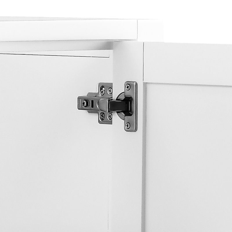 Meuble-lavabo autoportant blanc de 60 po avec lavabo double, base en bois massif, glissières à fermeture douce, légères et élégantes pour les tiroirs