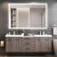 Miroir de salle de bain 60 po x 40 po avec DEL, imperméable, cadre en aluminium, contrôle tactile intelligent, fixation murale pour la salle de bain