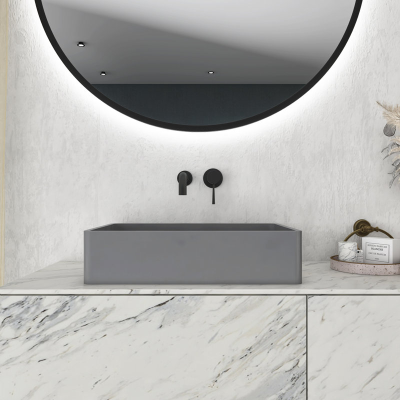 19.68'' Rectangular Concrete Bathroom Sink, Above Counter Basin, Modern Design
