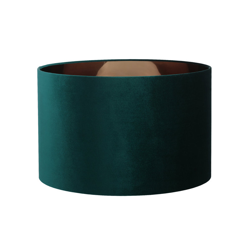 Aimon Velvet Drum Lamp Shade ( Screw On ), Forest Green, 29cm H x 45cm W x 45cm D