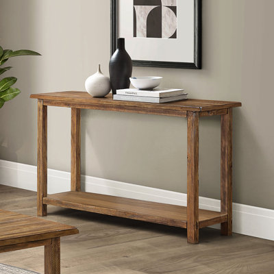 Streamlined Distressed Brown Console - Brings Rustic Warmth To Interior, Fits Beneath Windows, Spacious Lower Shelf For Storage, 15 Inches In Width Wood Entryway Look With Charm, Rectangular Surface