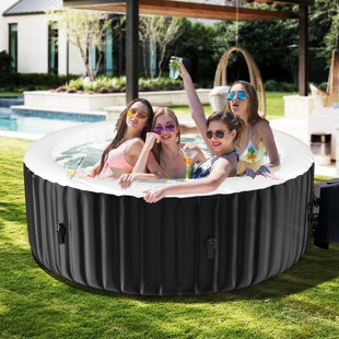 Campzip Polyethylene Plastic Inflatable Hot Tub in Black