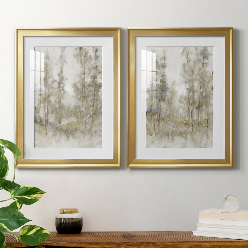 Thicket of Trees I, reproduction encadrée de qualité supérieure - prête à être accrochée, H 30,5 po x l 22,5 po x P 1 po, Or