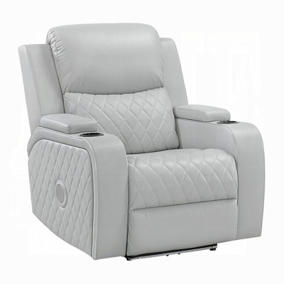 Ely Power Motion Reclining Chair With LED, Light Gray Synthetic Leather