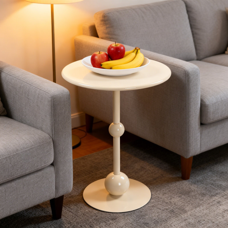 Table de bout élégante en métal, Crème, crème