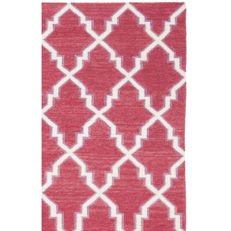 Tapis rouge / ivoire en laine / coton tissé à la main Stahl, Rectangle 9 pi x 12 pi
