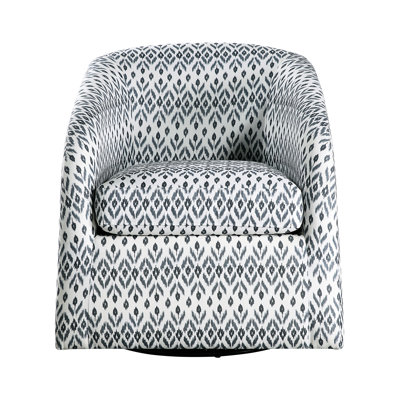 Elegant Reading Nook Swivel Chair, Textured Upholstery, Solid Wood & Plywood Frame, Metal Base, 360 Swivel, 22" Seat Depth Eye-Catching Living Area Chair - Multi-Color Wood, 3.5" Arm Width