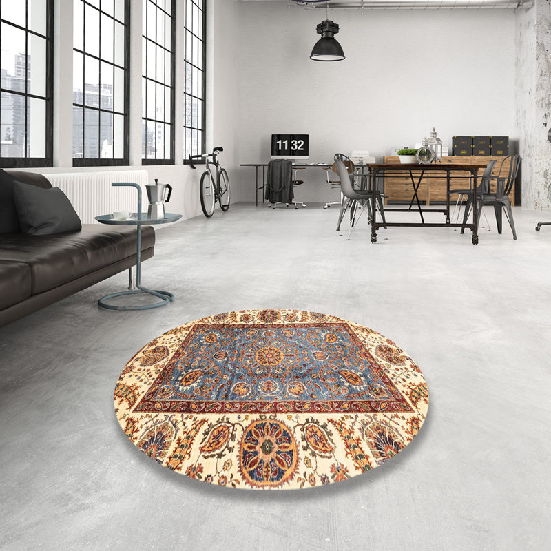 Tapis abstrait à motif abstrait moderne 1177, Rond 6 pi