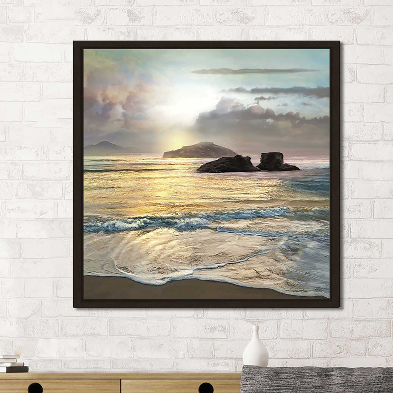 «Passing», reproduction de peinture acrylique sur toile, H 21,5 po x l 21,5 po x P 2 po, Cadre flottant espresso