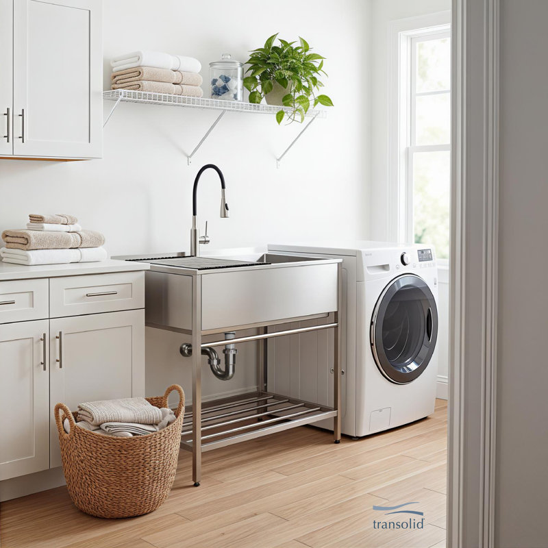 TFH-3622-SS 36'' L x 22'' W Free Standing Laundry Sink with Faucet