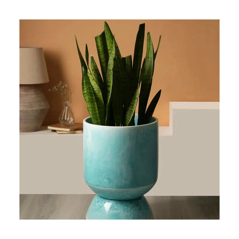 Vase décoratif décoratif de table bleu - 13 po x 17 po