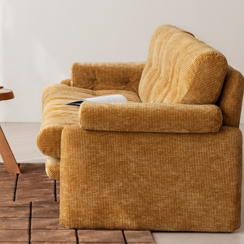 Retro Designer High-Leg Straight Sofa, Yellow