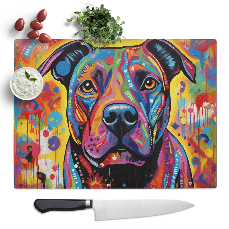 Staffordshire Bull Terrier Contemporary  Glass Chopping Board