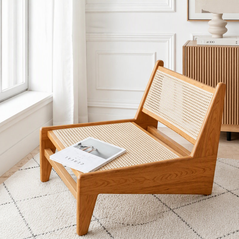 Fauteuil d'appoint, méridienne en rotin pour le salon, méridienne Boho, 27,50 po - Naturel