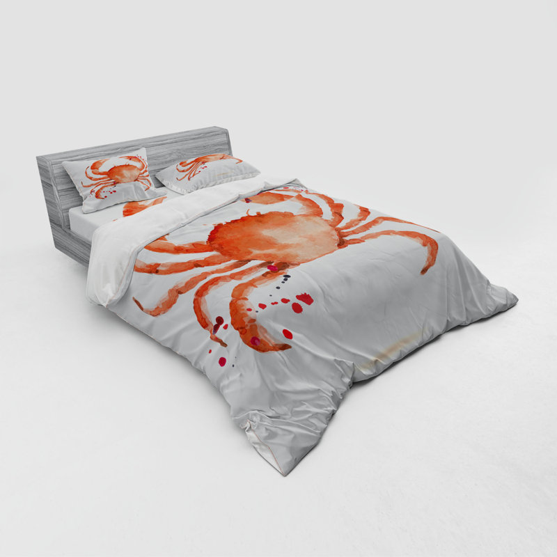 Crabs Coastal Polyester Duvet Cover, Queen Duvet Cover + 3 Additional Pieces