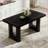 Black Wood Textured Dining Table with Gray Glass Insert