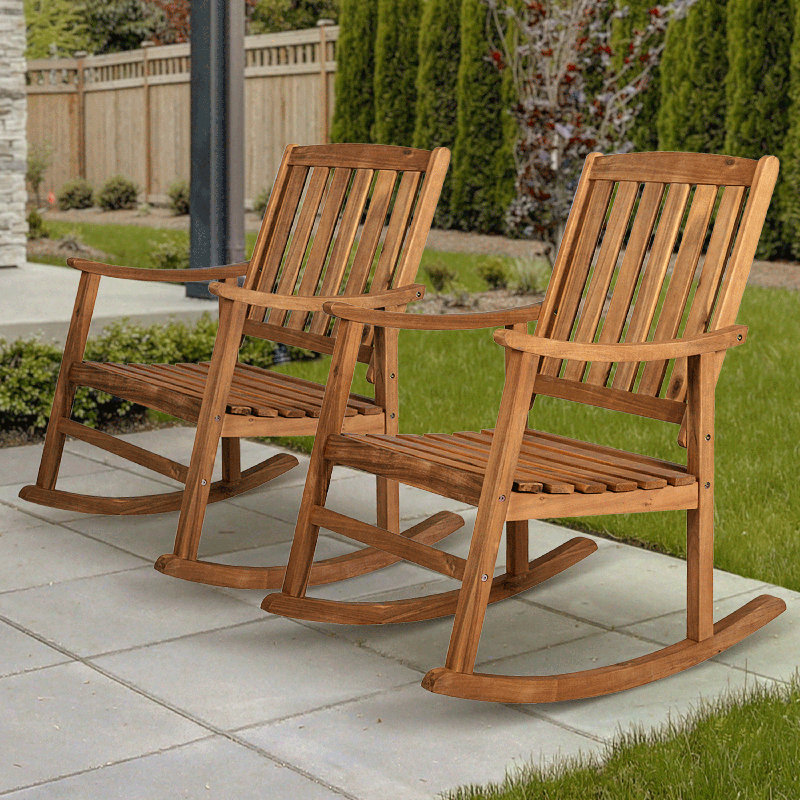 Chaise berçante d'extérieur en bois d'acacia Perry Classic