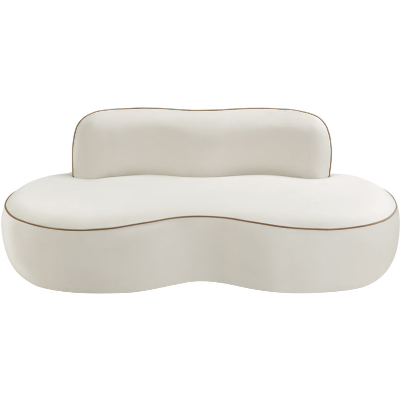 Causeuse rembourrée en velours 77 po Swerve, Velours crème