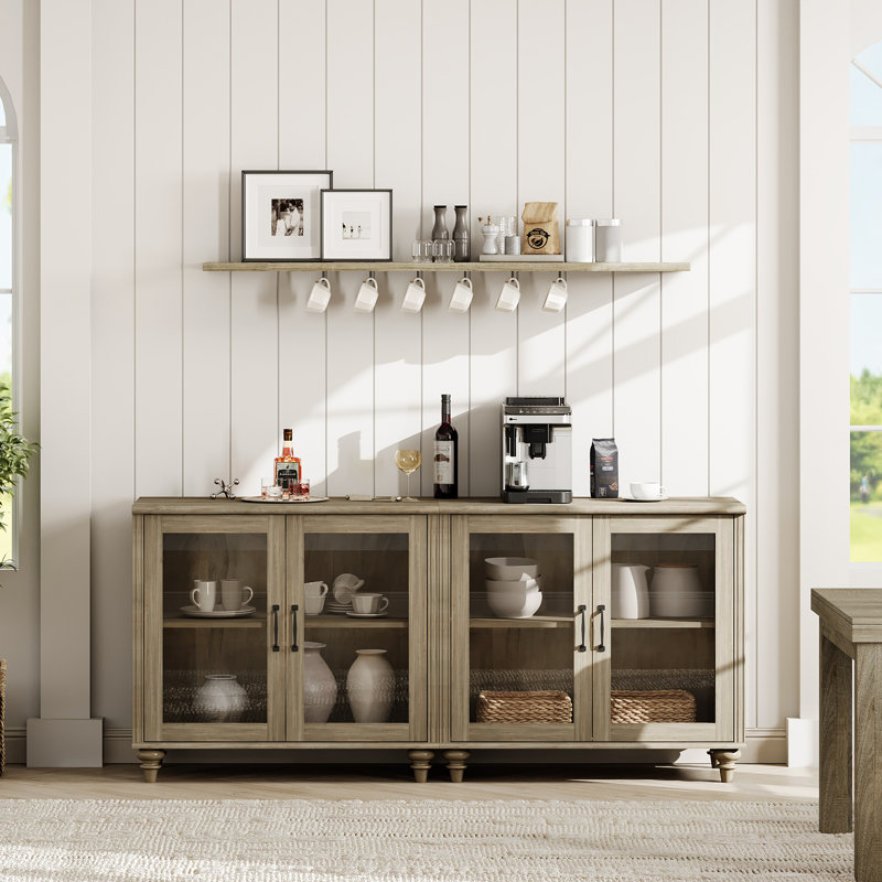 Buffet en bois manufacturé et solide l 67,7 po Scarlett, Gris délavé