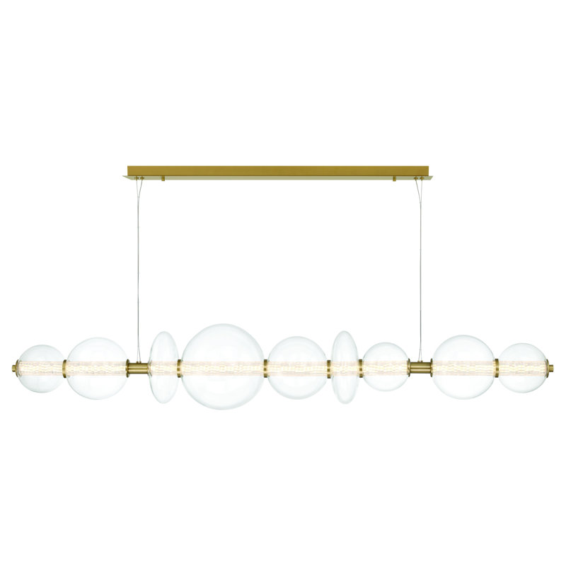 Lustre Atomo LED, Or brossé, Transparent